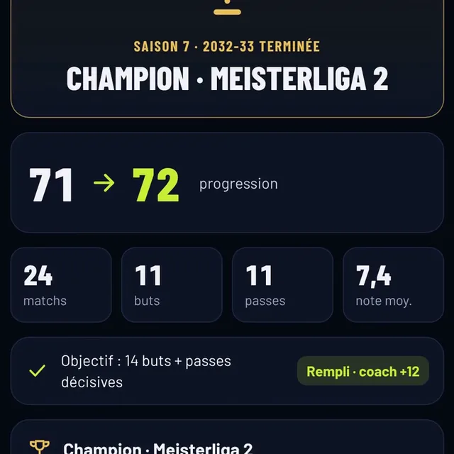 Un joueur sacré champion dans Onze Destins
