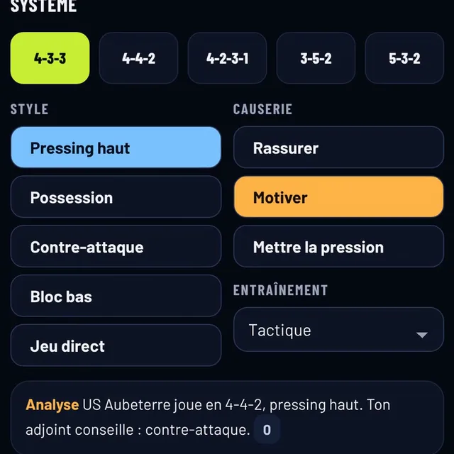 The tactics board of Manager mode